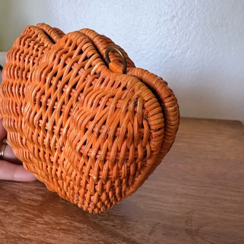 KAYU Jane Clam Clutch Burnt Orange Wicker